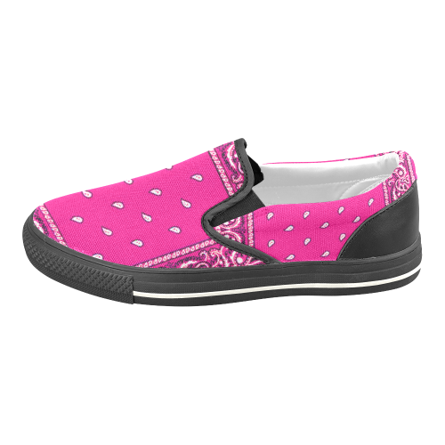 KERCHIEF PATTERN PINK Women's Slip-on Canvas Shoes/Large Size (Model 019)