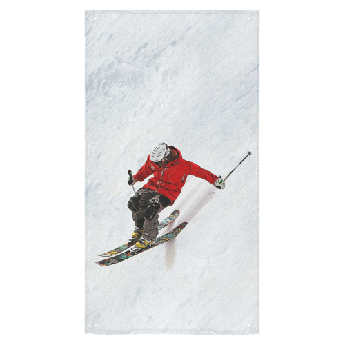 Daring Skier Flying Down a Steep Slope Bath Towel 30"x56"