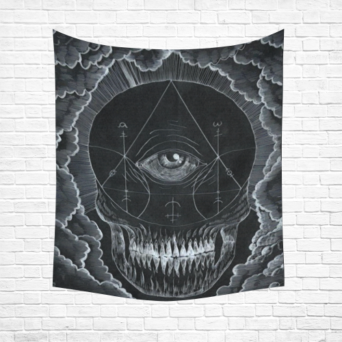 Occult Skulls Magick Diagram Black Light Cotton Linen Wall Tapestry 51