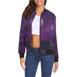 Purple Moon Night All Over Print Bomber Jacket for Women (Model H19)