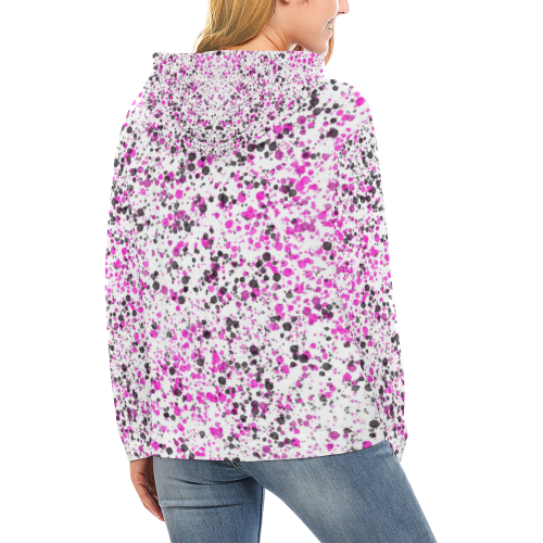 Pink, White and Black Spray Paint All Over Print Hoodie for Women (USA Size) (Model H13)