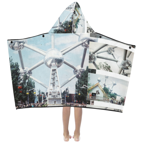 Vintage Brussels Atomium Collage Kids' Hooded Bath Towels