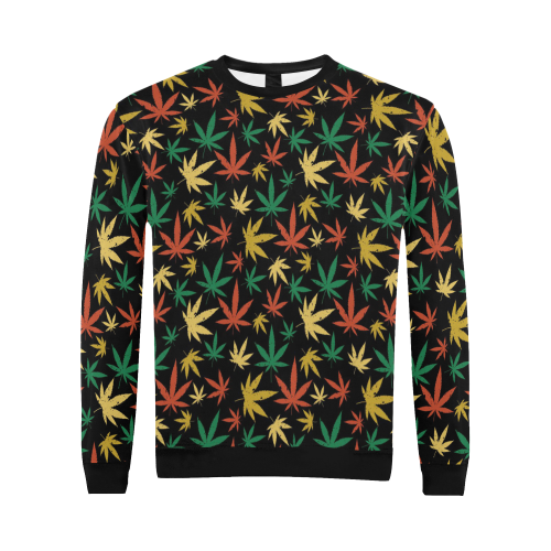 Cannabis Pattern All Over Print Crewneck Sweatshirt for Men (Model H18)