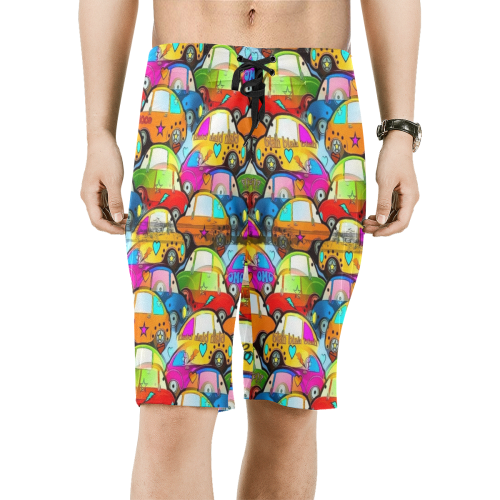 Cars Popart by Nico Bielow Men's All Over Print Board Shorts (Model L16)