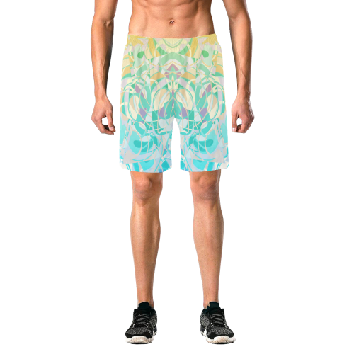 Summer Beach Days Abstract * Teal Men's All Over Print Elastic Beach Shorts (Model L20)