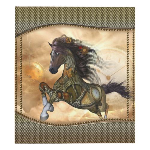 Aweseome steampunk horse, golden Quilt 70"x80"