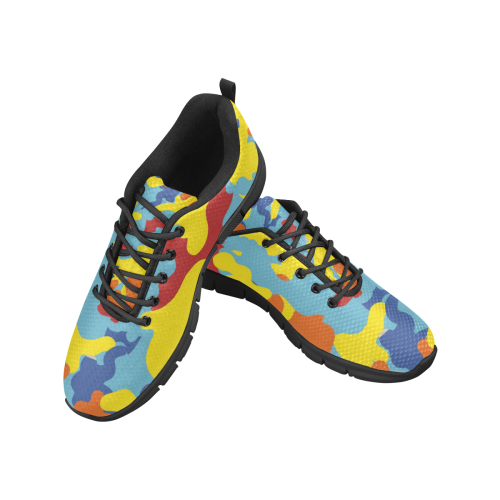 Yellow Camouflage Women's Breathable Running Shoes/Large (Model 055)