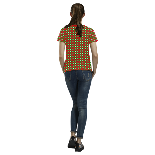Christmas Plaid 2 Red All Over Print T-shirt for Women/Large Size (USA Size) (Model T40)