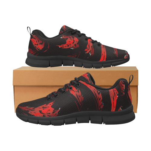 Red Leaves Autumn Style Pattern Women's Breathable Running Shoes (Model 055)