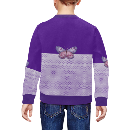 Purple Butterfly Chevron All Over Print Crewneck Sweatshirt for Kids (Model H29)