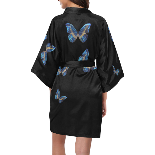 Morpho cypris butterflies painting Kimono Robe