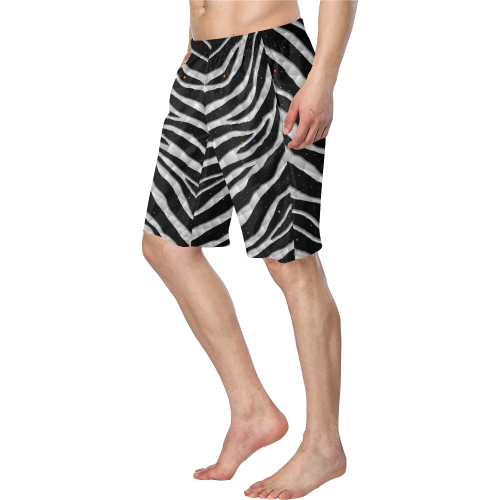 Ripped SpaceTime Stripes - White Men's Swim Trunk (Model L21)
