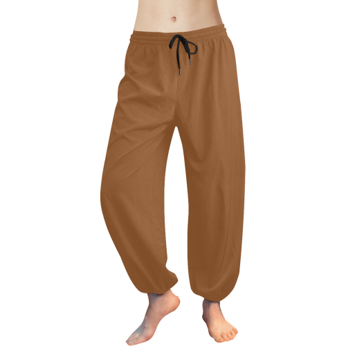 Leather Brown Women's All Over Print Harem Pants (Model L18)