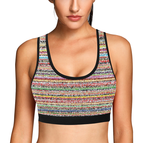 Patterns of colorful lines Women's All Over Print Sports Bra (Model T52)