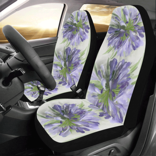 3 Delicate Violet Flowers, floral watercolor Car Seat Covers (Set of 2)
