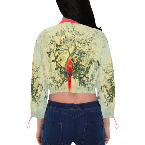 Cute parrot Cropped Chiffon Jacket for Women (Model H30)