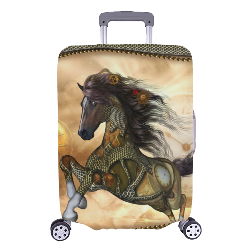 Aweseome steampunk horse, golden Luggage Cover/Large 26"-28"