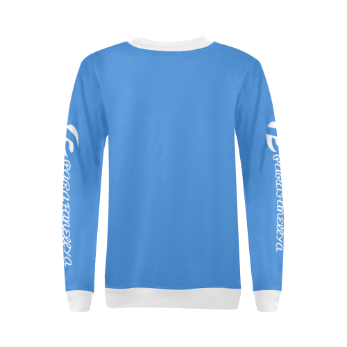 Ladies Baby Blue Sweatshirt All Over Print Crewneck Sweatshirt for Women (Model H18)