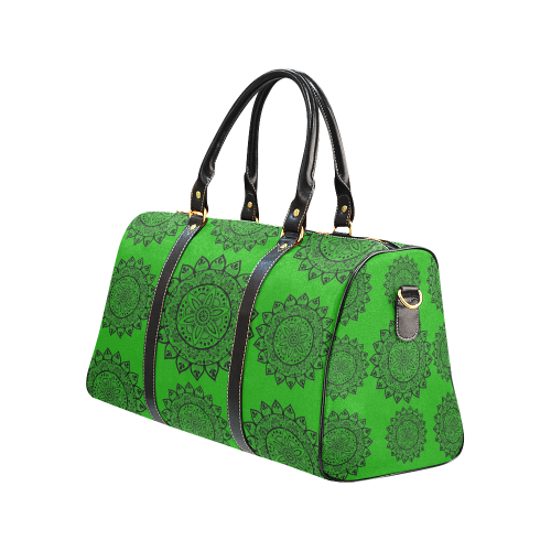 black mandala-green travel bag New Waterproof Travel Bag/Large (Model 1639)