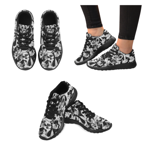 Black and White Pop Art by Nico Bielow Women’s Running Shoes (Model 020)