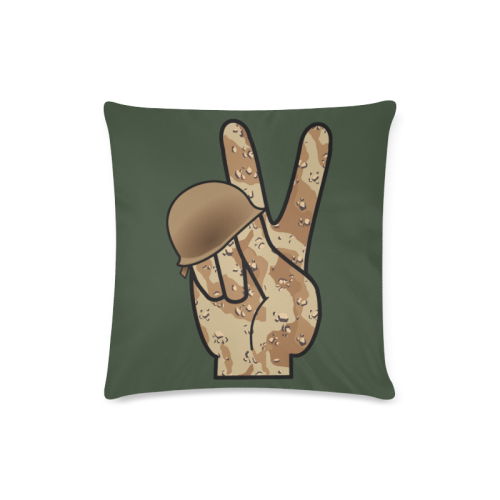 Desert Camouflage Peace Sign on Green Custom Zippered Pillow Case 16"x16"(Twin Sides)