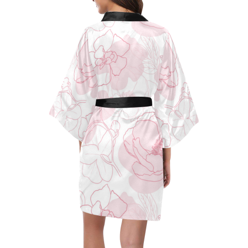 Peonies Kimono, Pink Flower Kimono Robe