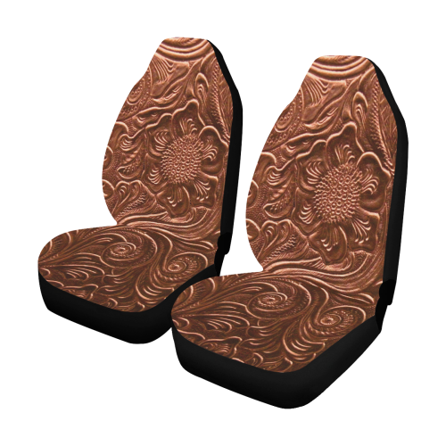 Embossed Copper Flowers Car Seat Covers (Set of 2)
