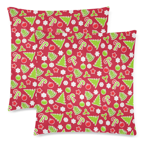 Christmas Mix Pattern Custom Zippered Pillow Cases 18"x 18" (Twin Sides) (Set of 2)