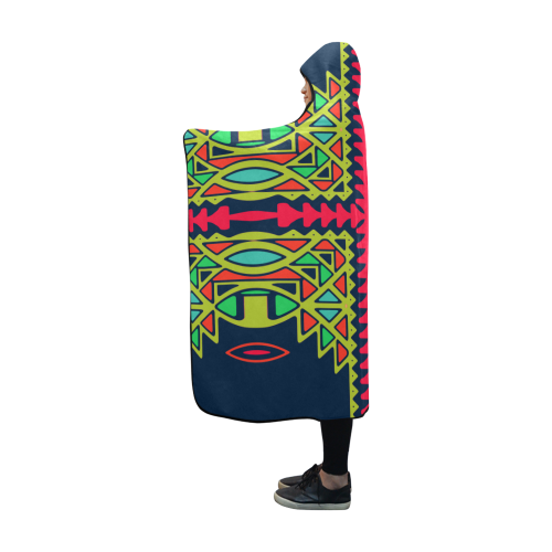 Distorted shapes on a blue background Hooded Blanket 60''x50''