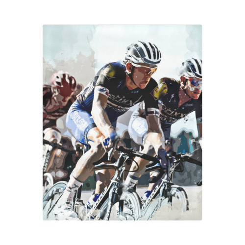 Bike Cyclists Battling for Position in Race Duvet Cover 86"x70" ( All-over-print)