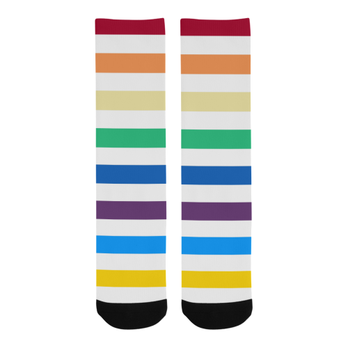 Rainbow Stripes with White Men's Custom Socks