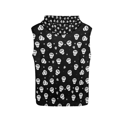 Star Skulls All Over Print Sleeveless Hoodie for Women (Model H15)