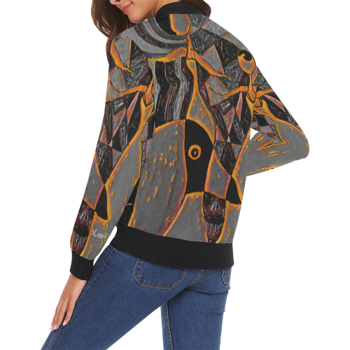 Stream Consciousness Social Distancing Night All Over Print Bomber Jacket for Women (Model H19)