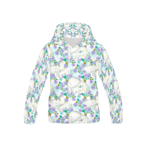 Elephant Garden All Over Print Hoodie for Kid (USA Size) (Model H13)