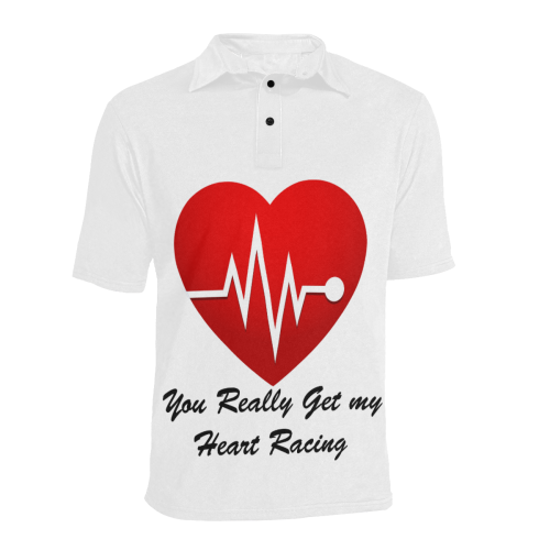heart racing Men's All Over Print Polo Shirt (Model T55)
