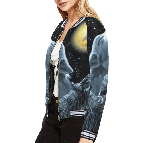 Embrace The Wolf Spirit All Over Print Bomber Jacket for Women (Model H21)