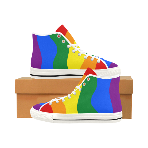 Gay Pride - Rainbow Flag Waves Stripes 2 Vancouver H Men's Canvas Shoes (1013-1)