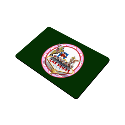 LasVegasIcons Pink Poker Chip on Green Doormat 24"x16"