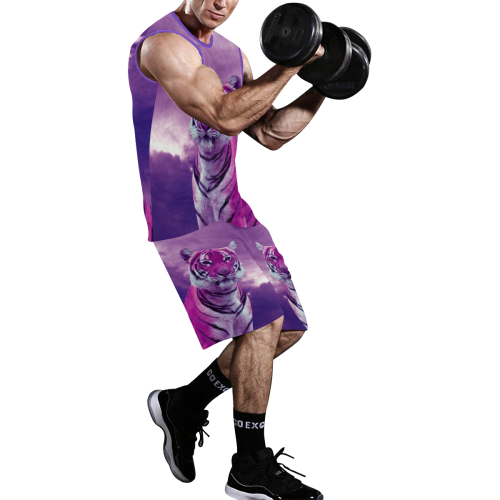 Purple Tiger All Over Print Basketball Uniform
