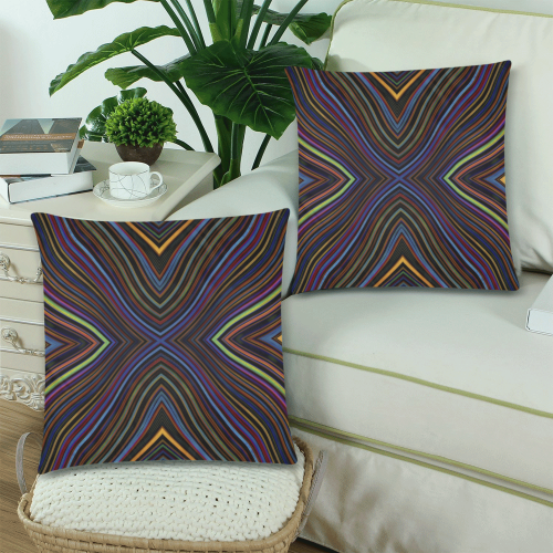 Wild Wavy X Lines 14 Custom Zippered Pillow Cases 18"x 18" (Twin Sides) (Set of 2)