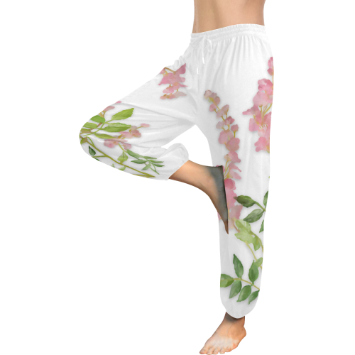 Pink tiny flower w shadow - floral watercolor Women's All Over Print Harem Pants (Model L18)