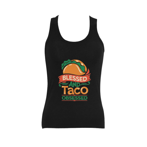 Blessed And Taco Obsessed Women's Shoulder-Free Tank Top (Model T35)