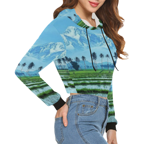 Everest snow All Over Print Crop Hoodie for Women (Model H22)
