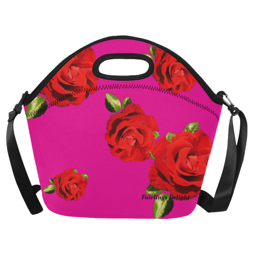 Fairlings Delight's Floral Luxury Collection- Red Rose Neoprene Lunch Bag/Large 53086a5 Neoprene Lunch Bag/Large (Model 1669)