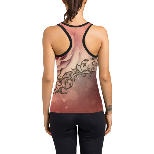 Wonderful roses with floral elements Women's Racerback Tank Top (Model T60)