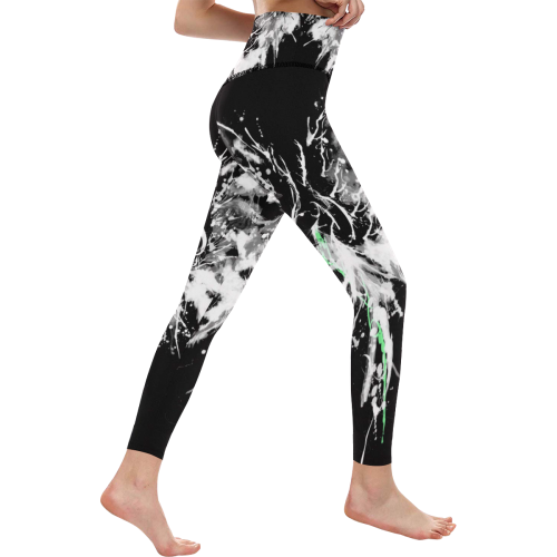 Phoenix - Abstract Painting Bird White 1 Women's All Over Print High-Waisted Leggings (Model L36)