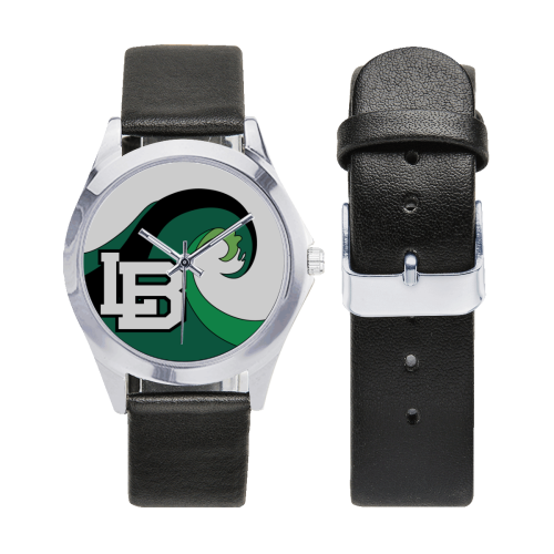LB Logo Watch Unisex Silver-Tone Round Leather Watch (Model 216)