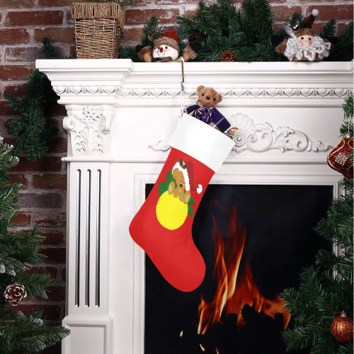 Christmas Teddy Bear Ornament Red/White Christmas Stocking