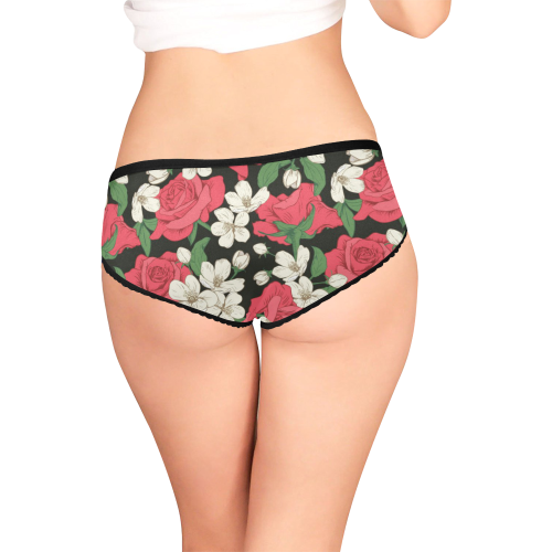Pink, White and Black Floral Women's All Over Print Girl Briefs (Model L14)
