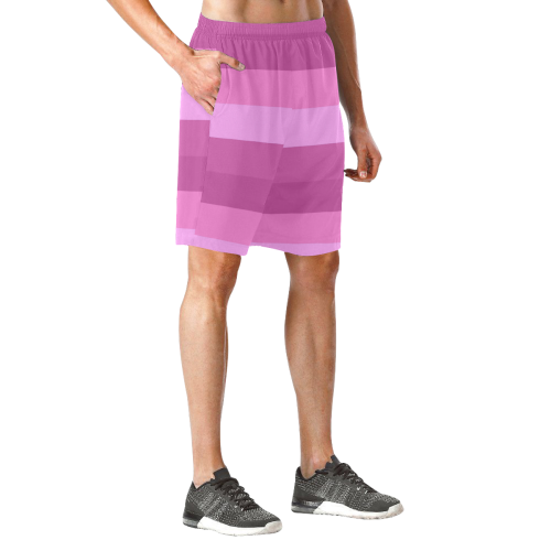 Shades Of Pink Stripes Men's All Over Print Elastic Beach Shorts (Model L20)